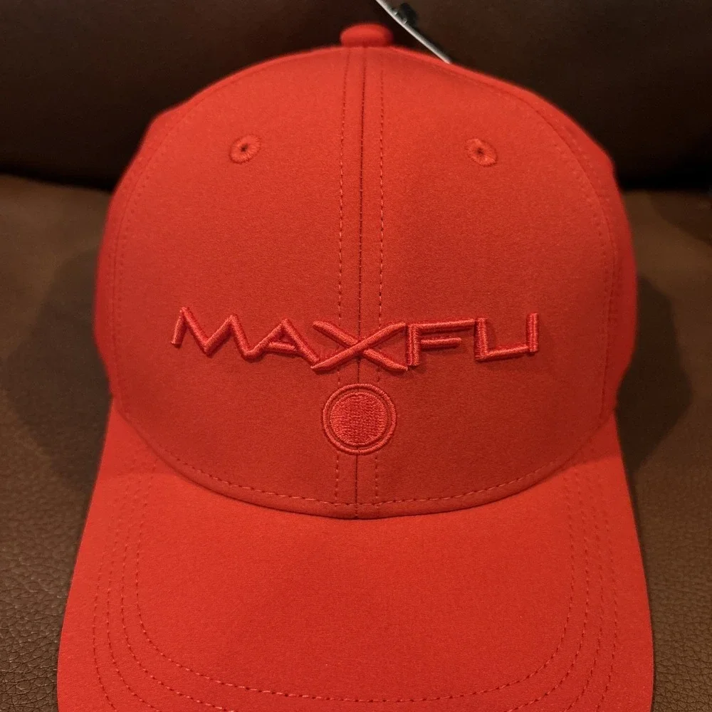 Maxfli Tech Cap Red Golf Hat Strap Back One Size Fits Most